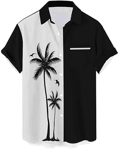 Photo 1 of Hodaweisolp Bowling Shirts for Men Short Sleeve Button Down Hawaiian Casual Printed Loose Beach Shirt  SIZE M 