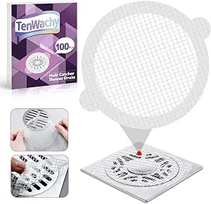 Photo 1 of 100 Pack Disposable Hair Catchers for Shower Disposable Drain Hair Catcher Waterproof Adhesive Mesh Stickers for Shower Drain Cover for Bathroom and Bathtub 