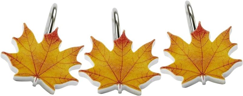 Photo 1 of 12PCS Maple Leaf Decorative Shower Curtain Hooks Rings for Fall Autumn Shower Curtains Bathroom Decor Accessories, Metal Rustproof Thanksgiving Cute Country Rustic Fall Shower Curtain Rings