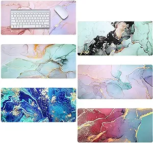 Photo 1 of Xuhal 6 Pcs Marble Mouse Pad Extended Desk Mousepad 35.4 X 15.8 Inch for Classroom Large Non Slip Keyboard Pad Waterproof Office Desk Mat Laptop Pad for Work Office Home School Gift 