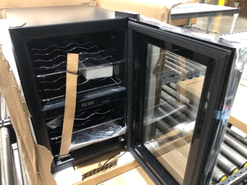 Photo 1 of maisee Dual Zone Wine Cooler, 12 Bottles Mini Small Wine Cooler Refrigerator Chiller Fridge 45f-65f for Reds Whites Wine Champagne Sparkling in Home Bar Office Kitchen Bedroom Countertop (12 Bottles) Balck /Double Zone -12