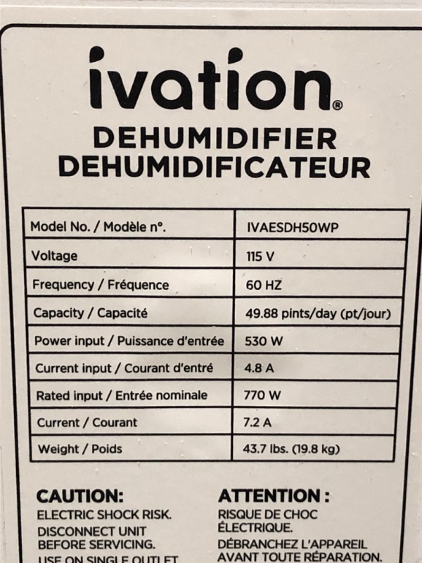 Photo 3 of Ivation 4,500 Sq. Ft Energy Star Dehumidifier, Large Capacity Compressor De-humidifier for Extra Big Rooms and Basements w/Continuous Drain Hose Connector, Humidity Control, Auto Shutoff and Restart
