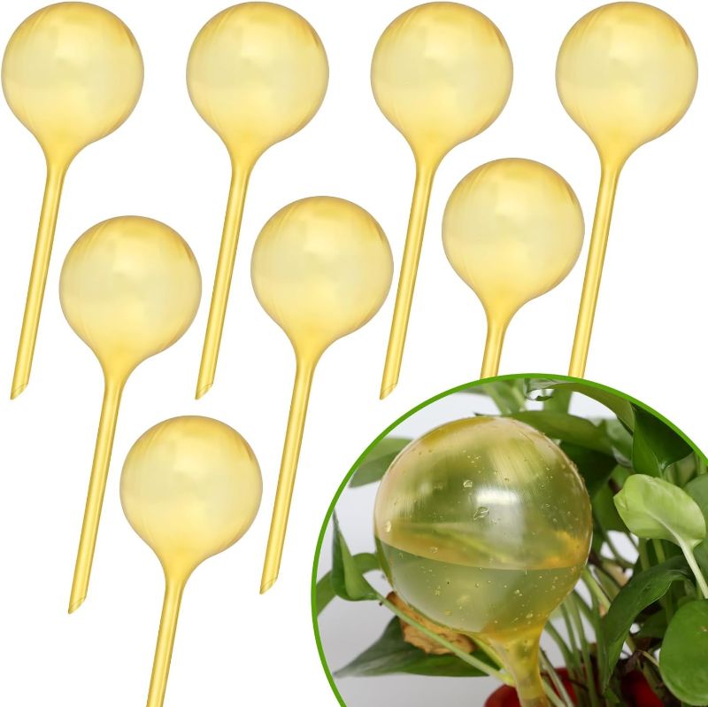 Photo 1 of  Sawowkuya 8 Pcs Large Plant Watering Globes, 10.1 Inch Self Watering Planter Insert, Plastic Plant Watering Devices for Indoor and Outdoor Plants Waterer Accessories (Yellow) 