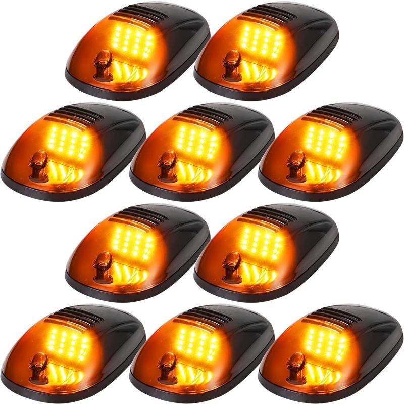 Photo 1 of  Liliful 10 Pcs Amber LED Roof Cab Top Marker Light for 2003-2018 Assembly 16 LED Lights Compatible Black Lens Marker Running Lamps Replacement Compatible with Ford Truck POV SUV Vehicle Pickup 