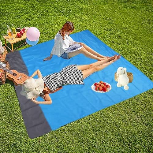 Photo 1 of  SITEER Sand Free Beach Picnic Pocket Blanket Mat Waterproof - Travel Camping Hiking Quick Drying Soft Lightweight Durable 4 Stakes Storage Bag Small for 4-6 Adults 55" x 80" 