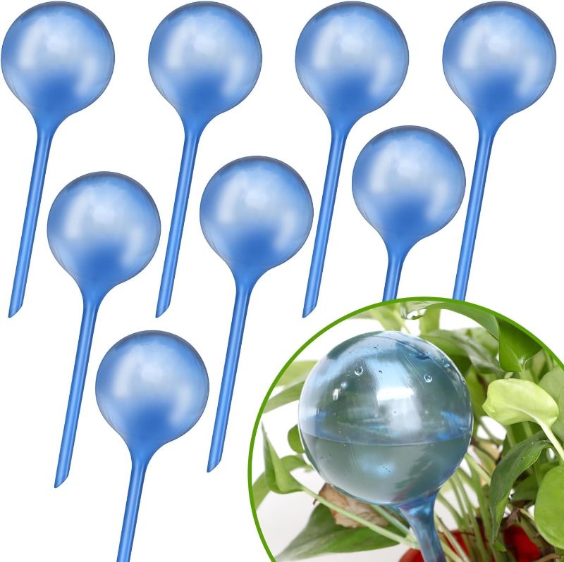 Photo 1 of  Sawowkuya 8 Pcs Large Plant Watering Globes, 10.1 Inch Self Watering Planter Insert, Plastic Plant Watering Devices for Indoor and Outdoor Plants Waterer Accessories (Blue) 