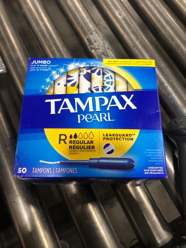 Photo 1 of Tampax Pearl Tampons Regular Absorbency, With Leakguard Braid, Unscented, 50 Count Regular