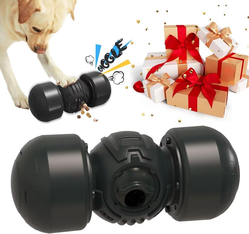 Photo 1 of  KADTC Dog Puzzles Toys Adjustable Food Dispensing Treat Dispenser Dogs Puzzle Feeder Indestructible Toy Wobble Wag Talking Giggle Squeaky Feeding Puppy Only For Medium/Large Aggressive Chewers Breed COLOR MAY VARY