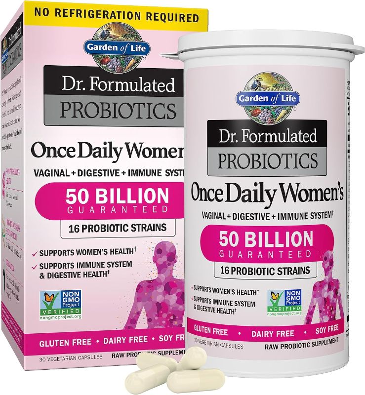 Photo 1 of  Dr. Formulated Probiotics for Women & Prebiotics, 50 Billion CFU for Women’s Daily Digestive Vaginal & Immune Health, Garden of Life 16 Probiotic Strains Shelf Stable No Gluten Dairy Soy, 30 Capsules, BEST BY 02 2025