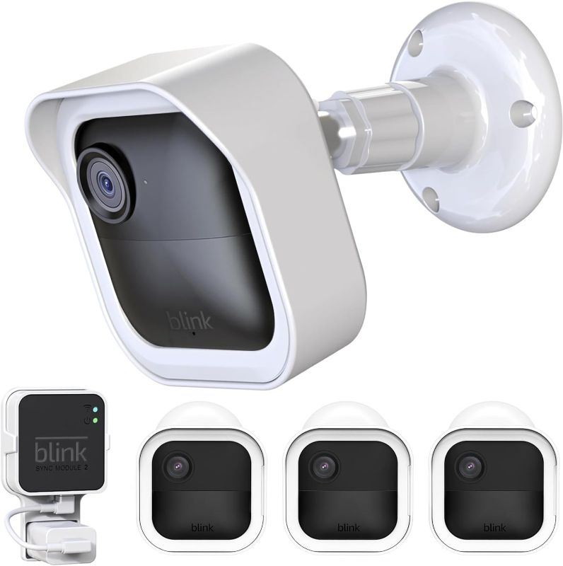 Photo 1 of All-New Blink Outdoor Camera Housing and Mounting Bracket (4th Gen & 3rd Gen), 3 Pack Protective Cover and 360° Adjustable Mount with Sync Module 2 Outlet Mount (White) 