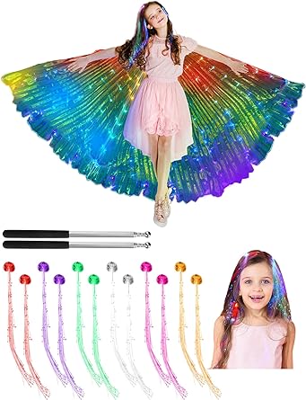 Photo 1 of 1 Light Up Wings Led Butterfly Wings Belly Dance Wings With 12 Led Lights Hair Clips Light Up Hair Barrettes for Women (43.31 Inches) 