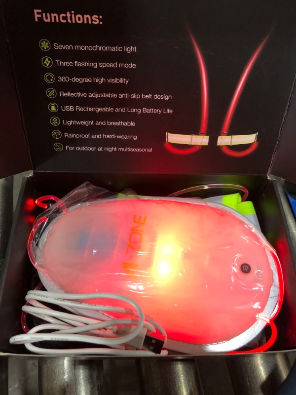 Photo 2 of A-ZONE Running Lights for Runners High Visibility Led Reflective Vest USB Rechargeable Reflective Gear for Running/ Cycling at Nights Lightweight Waterproof