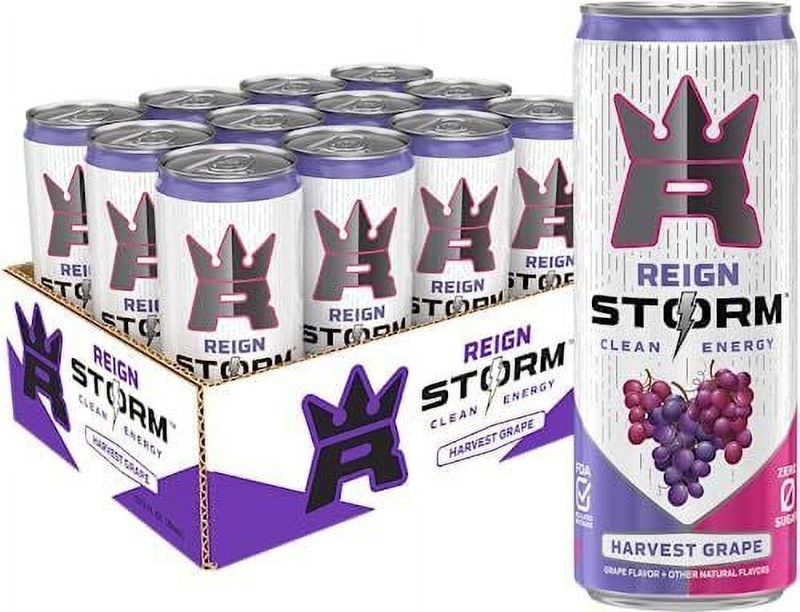 Photo 1 of REIGN Storm, Harvest Grape, Fitness & Wellness Energy Drink, 12 Fl Oz (Pack of 12)
