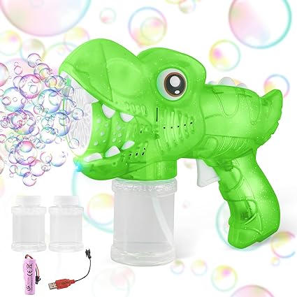 Photo 1 of Dinosaur Bubble Gun Machine with Light for Summer|Automatic Jurassic Dino Bubble Blower Maker for Travel,Toddler Outdoor Toys for Kids Ages 4-8,Birthday Gift for 3 5 6 7 Year Old Boys and Girls(Green)
