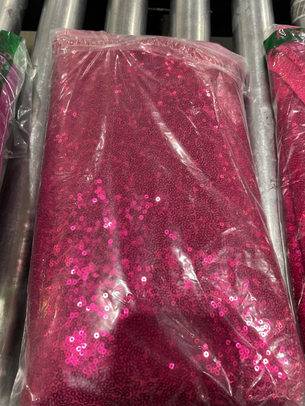 Photo 2 of Hot Pink Sequin Curtains Sequin Backdrop 4x8 Feet Sheer Curtans Panels Wedding Photo Backdrop Sequin Backdrop Curtains for Parties (4FTx8FT, Fuchsia) 4FTx8FT Fuchsia