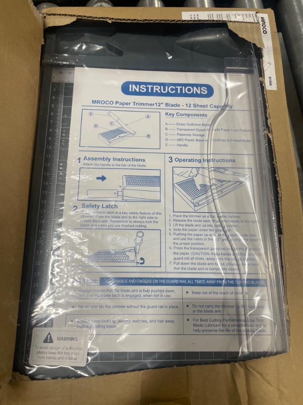 Photo 1 of MROCO Paper Cutter 12" Cut Length Paper Trimmer, Guillotine Trimmer with 12 sheet Capacity Paper Cutting Board, Heavy Duty Guillotine Paper Cutters and Trimmers for Cardstock Paper Crafts Paper Slicer