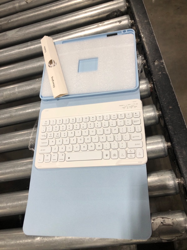 Photo 1 of Harvopu iPad Air 5th 4th Generation Case with Keyboard - 7 Color Backlight Detachable Keyboard Tablet Cover with Pencil Holder for iPad Air 5th Gen 2022/iPad Air 4th Gen 2020 10.9, Sky Blue 1-Sky Blue