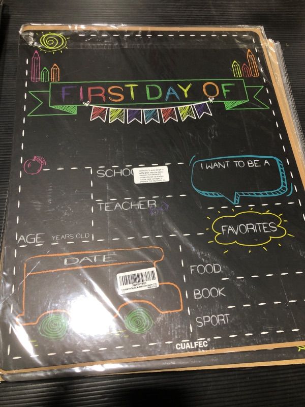 Photo 1 of Personalized First Day and Last Day of School Sign 13" x 16" Large Chalkboard Style Photo Prop Back to School Supplies - 2 Pcs