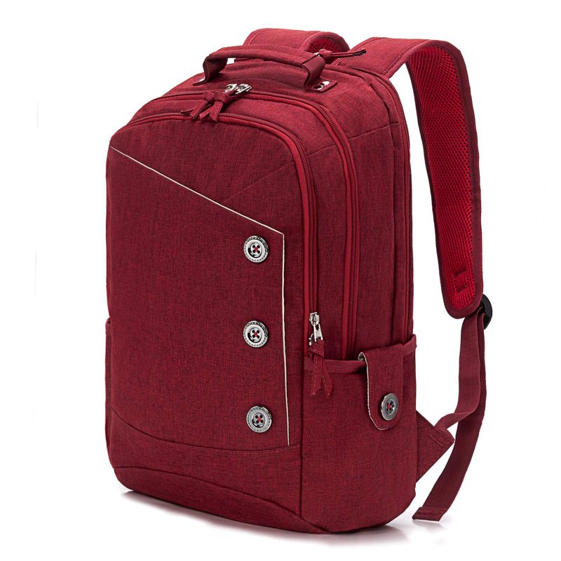 Photo 1 of KINGSLONG 15.6 inch Laptop Backpack for Men Women Red,Buttons Decor Water Resistant Computer Notebook Bag Daypack Suitable for Travel College Work Gifts Red 15.6 inch