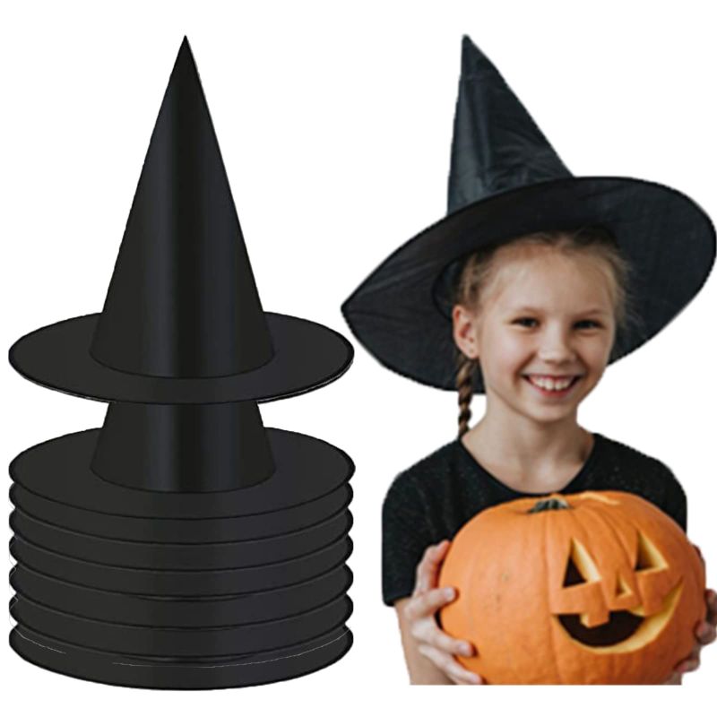 Photo 1 of 8PCS Halloween Witch Hat Witch Costume Accessory for Halloween Christmas Party Cosplay, Halloween Decor Front Porch Decoration ,Black