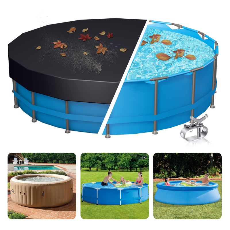 Photo 1 of 10 FT Pool Cover Round for Above Ground Pools?Inflatable Solar Pool Cover for Intex 28020E Easy Set Swimming Pools 10+2FT