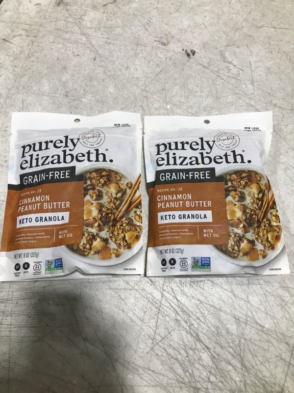 Photo 1 of (2 pack) purely elizabeth Granola Peanut Butter Collagen Grain Free, 8 Oz Cinnamon Peanut Butter 8 Ounce 