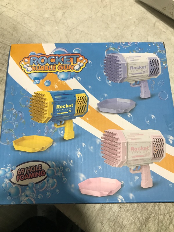 Photo 1 of Bubble Gun Toys 69 Holes with Colorful Lights, Big Rocket Launcher Bzaooka Bubble Blower, Party Bubble Maker Machine Gun Toys for Kids All Ages and Adults, Gifts for Boys and Girls 69-pink