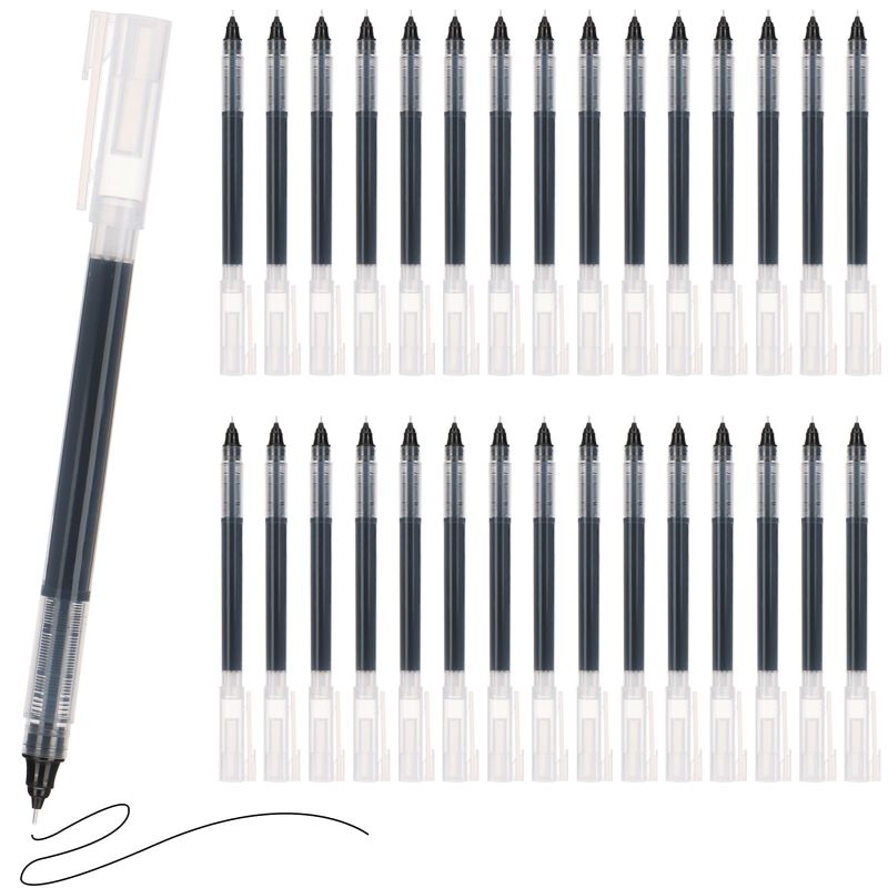 Photo 1 of EOOUT 30pcs Rolling Ball Pens Quick-Drying Ink 0.5 mm Extra Fine Point Pens Liquid Ink Pen Rollerball Pens (Black Ink) Black 30pcs