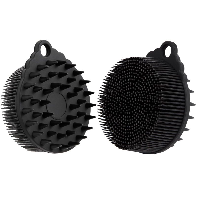 Photo 1 of 2Pack Silicone Body Scrubber, Qewro Dual-Sided Body Buffer Exfoliating Brush with Silicone Loofah, Scalp Exfoliator Hair Shampoo Skin Cleaning, Bath & Body Brushes for Men Women use in Shower