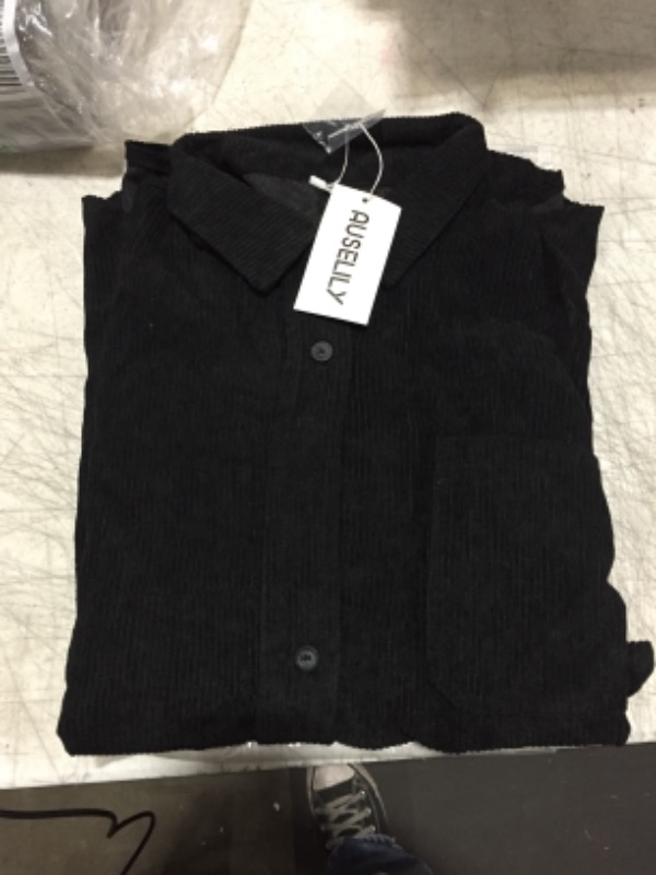 Photo 1 of AUSELILY Women's Oversized Corduroy Jacket Button Down Shirts Shacket Long Sleeve Blouses Tops Small 0 Black 