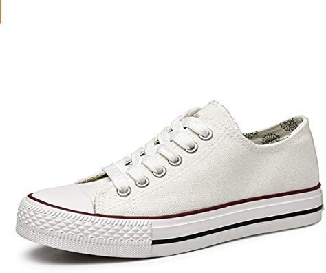 Photo 1 of Amasoon Women's Canvas Sneakers White Tennis Shoes Low Top Lace up Shoes
