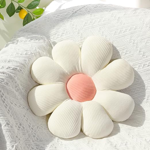 Photo 1 of  Set of 2 Flower Pillows, Daisy Flower Shaped Throw Pillow Cute Floor Cushion Seating Cute Room Decor Plush Pillow for Reading Bedroom Sofa Chair,14 Inch