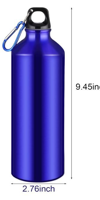 Photo 1 of 2 Pieces Aluminum Sport Water Bottles Bulk 24 oz Lightweight Water Bottles Reusable Leak Proof Water Bottles with Hook and Twist Cap for Bike, Camping, Climbing, Travelling, Indoor, Outdoor Blue