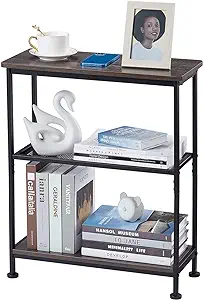 Photo 1 of GIOPACO Narrow Side Table, End Table with 3 Tier Storage Shelves, Modern Accent Skiny End Tables for Small Spaces, Slim Couch Beside Table, Small Hallway Table for Living Room,Bedroom,Grey