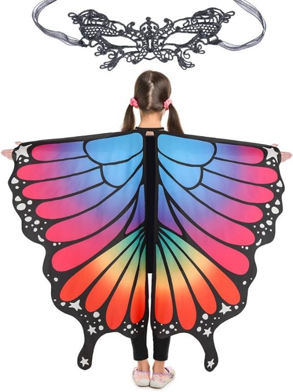 Photo 1 of  Butterfly Wings for Girls, Halloween Costume, Fairy Shawl, Ages 3-15