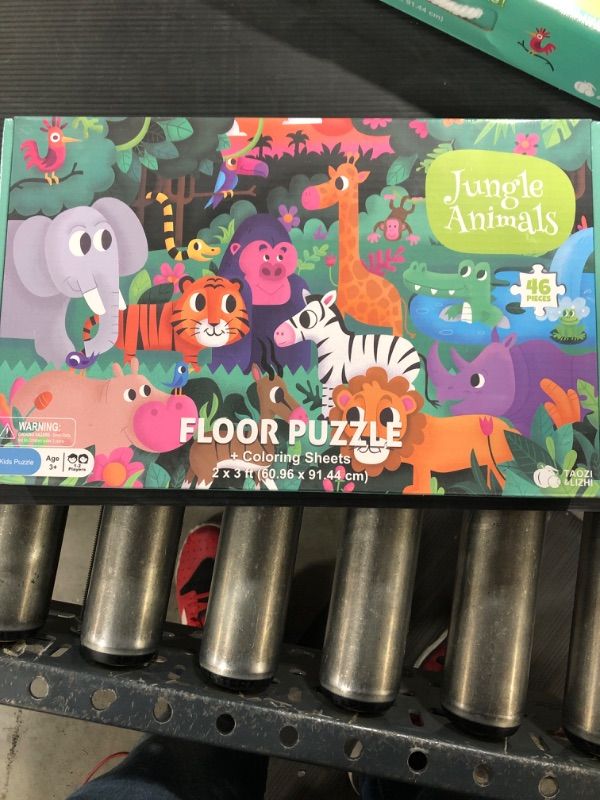 Photo 1 of  Jumbo Jigsaw Puzzles, Jungle Animals, Large Floor Puzzle for Kids Ages 3-5, 4-8, Christmas Toddler Puzzles with Hand-held Gift Box, Preschool Learning & Education Toys(46 pcs, 2 x 3 feet)