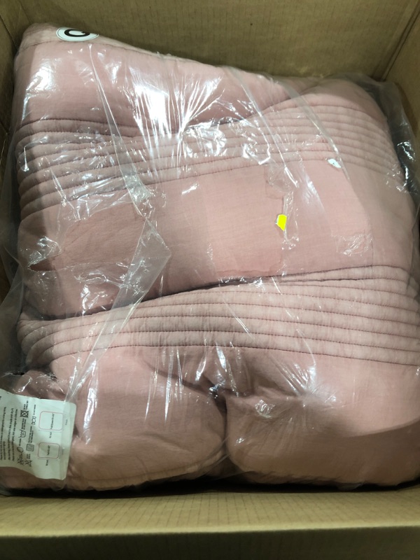 Photo 2 of 100% Cotton Patterned Bed Coverlet, Blanket Made in Korea – Full / Double Size Bed 79 x91” - Pigment Washed Soft & Breathable Quilted Blanket for Bed – Lightweight Bed Coverlet (Indy Pink) 79" x91”(Double Size Bed) Indy Pink
