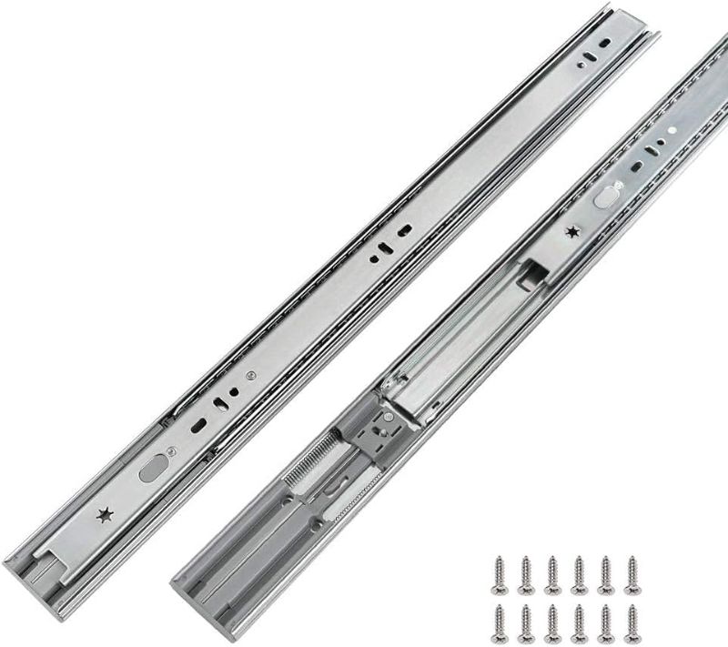 Photo 1 of 1 Pair Heavy Duty Drawer Slides 22 inch Soft Close Ball Bearing Drawer Slides - LONTAN 4502S3-22 Drawer Rails Heavy Duty 100 LB Capacity Full Extension Drawer Slides