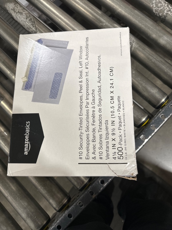 Photo 2 of Amazon Basics #10 Security-Tinted Self-Seal Business Envelopes with Left Window, Peel & Seal Closure - 500-Pack, White Tint Peel & Seal Single Left Window Envelopes