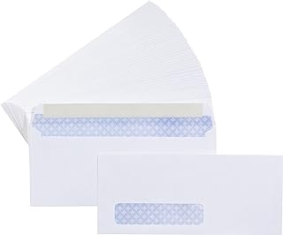 Photo 1 of Amazon Basics #10 Security-Tinted Self-Seal Business Envelopes with Left Window, Peel & Seal Closure - 500-Pack, White Tint Peel & Seal Single Left Window Envelopes