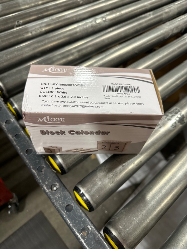 Photo 1 of MICKYU Wooden Desk Calendar - Perpetual Calendar Block Month Date Display - Farmhouse Classroom Office Decor (Small-White)
