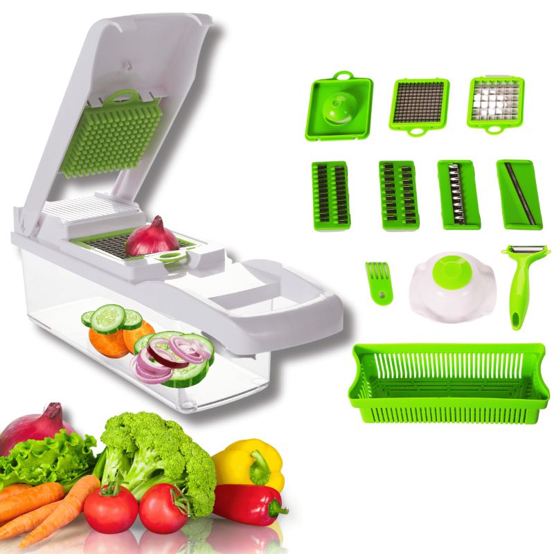 Photo 1 of 13-in-1 Food Chopper, Professional Veggie Slicer cutter, vegetables chopper, and Garlic Chopper with 8 Interchangeable Blades and Container vegetable chopper Kitchen Essential for Effortless Meal prep