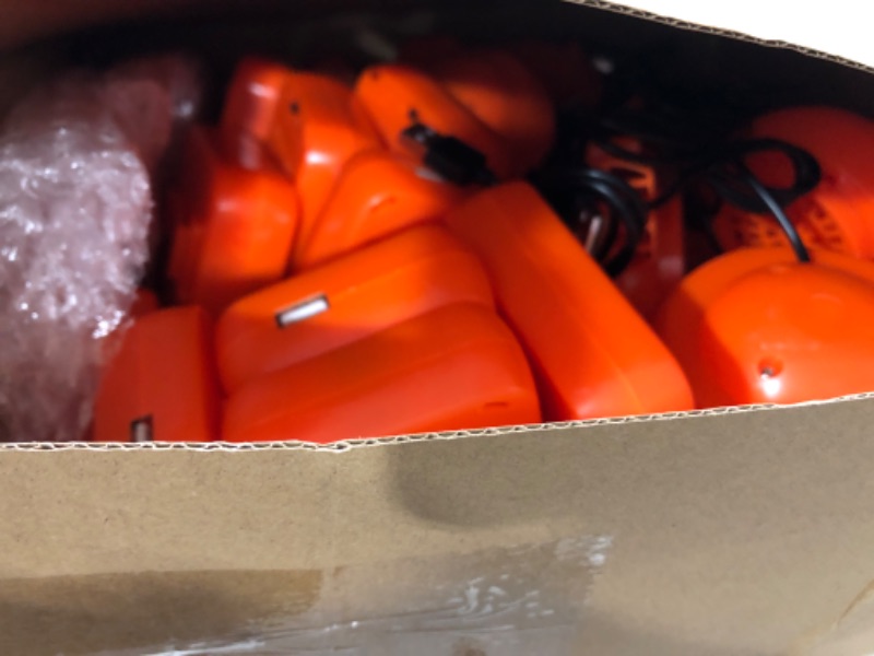 Photo 1 of Hiboom 16 Pack Mini Blower Fan Inflatable Costume Fan Blower Portable Blower Fan Replacement for Dinosaur Costume Doll Mascot Head Halloween Inflatable Game Clothing Suit, Orange
