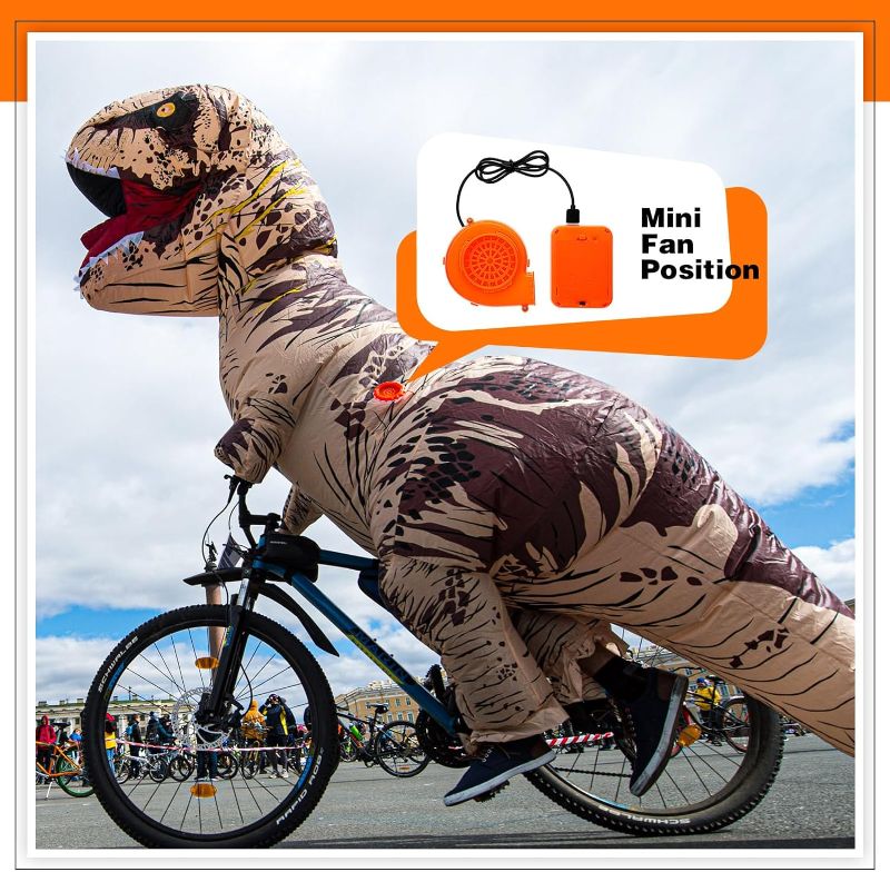 Photo 1 of Hiboom 16 Pack Mini Blower Fan Inflatable Costume Fan Blower Portable Blower Fan Replacement for Dinosaur Costume Doll Mascot Head Halloween Inflatable Game Clothing Suit, Orange