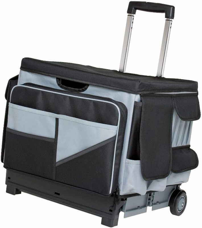 Photo 1 of ECR4Kids Universal Rolling Cart with Canvas Organizer Bag, Mobile Storage, Black
