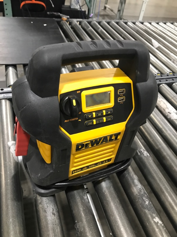 Photo 2 of DEWALT DXAEJ14 Digital Portable Power Station Jump Starter - 1400 Peak Amps with 120 PSI Compressor, AC Charging Cube, USB Port for Electronic Devices
