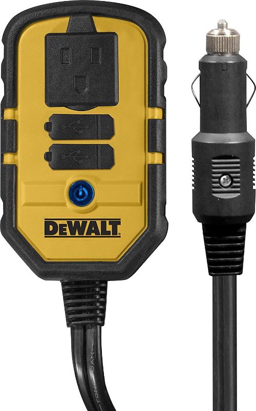 Photo 1 of DEWALT DXAEPI140 Power Inverter 140W Car Converter: 12V DC to 120V AC Power Outlet with Dual 3.1A USB Ports
