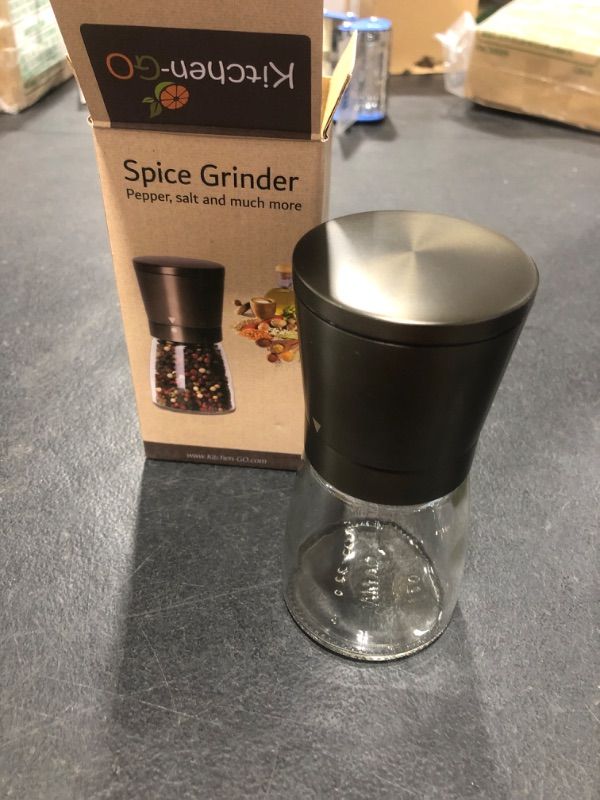 Photo 2 of Pepper Grinder or Salt Shaker for Professional Chef - Best Spice Mill with Brushed Stainless Steel, Special Mark, Ceramic Blades, and Adjustable Coarseness (Dark Bronze)