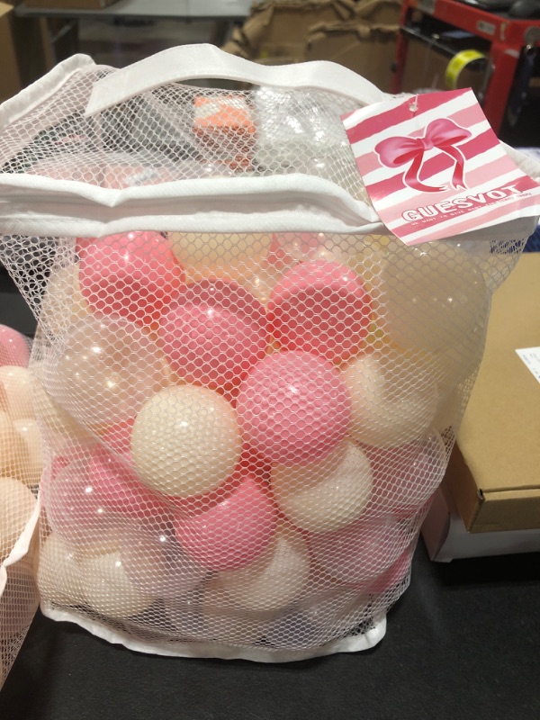 Photo 1 of Ball Pit Toy Balls- pink, white, and clear