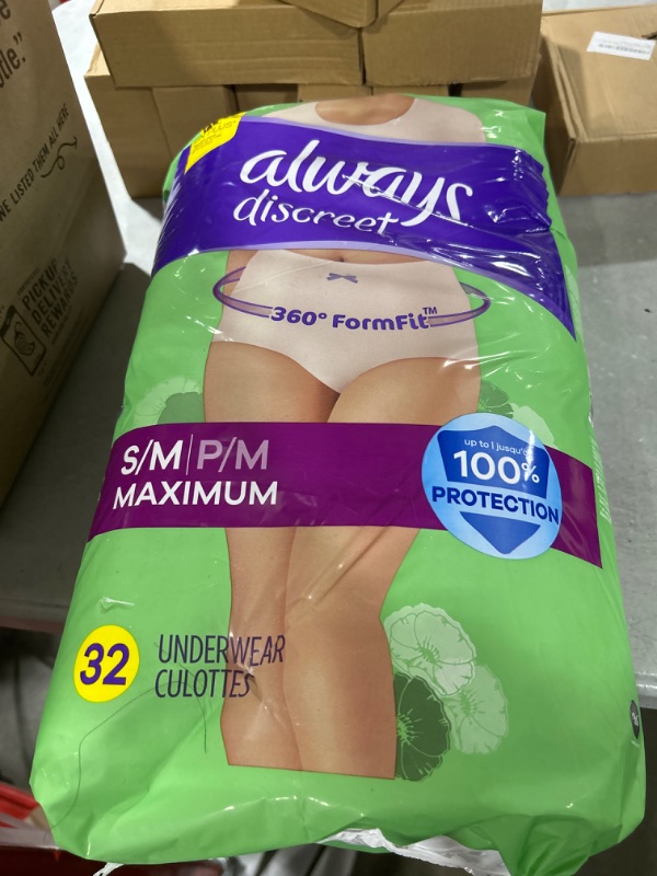 Photo 2 of Always Discreet Incontinence & Postpartum Incontinence Underwear for Women, Small/Medium, Maximum Protection, 32 Count Small/Medium (32ct)